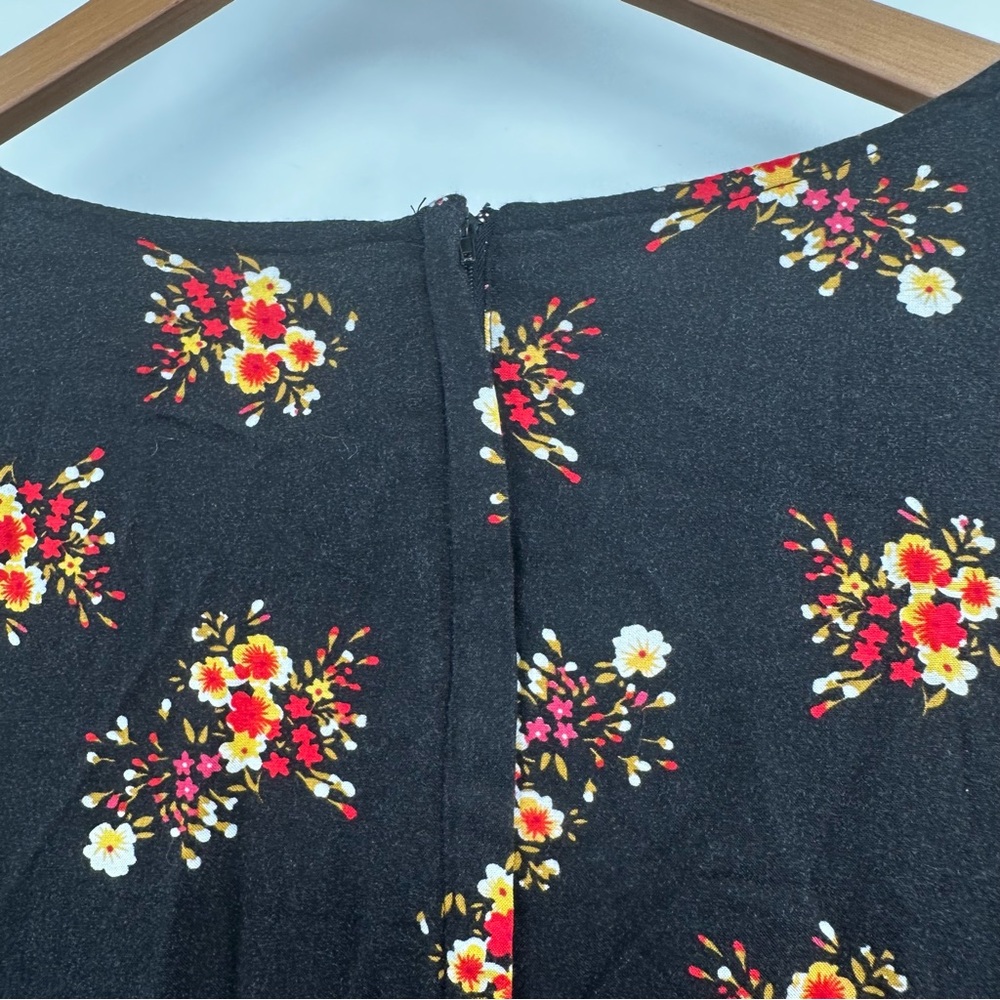 ModCloth Black Floral A-Line Dress with Red & Yellow Blossoms - Picture 5 of 6